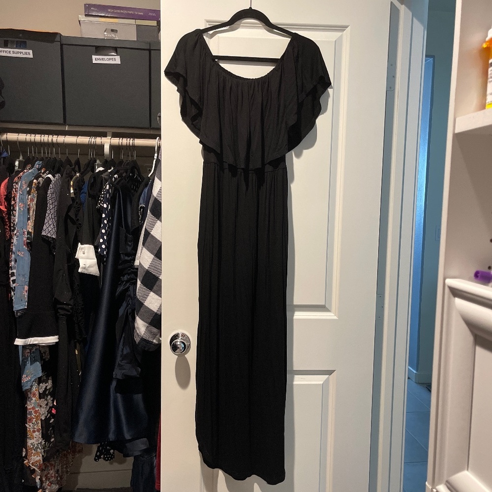 Black off shoulder maxi dress